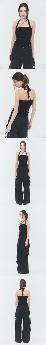 ANGEL SHIRRING TOP black