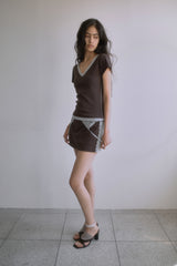 26SS★ LACE TRIM V-NECK T-SHIRT