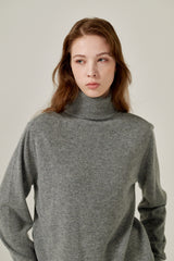 Cashmere turtle neck knit (Grey)