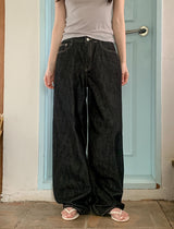 Non-Fade Stitch Wide Denim Pants (2color)