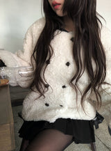 Boker Two Button Fluffy No Collar Fur Jacket