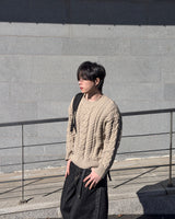 キャブラー ヘビー ケーブルニット ラウンドネック