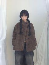 highneck puffy fur jacket