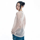 Cut Off Net Knit - BEIGE