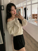 ボートネックワンショルダーニット (5color)