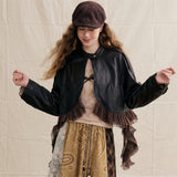 Balletcore Lace Two-Way Two-Piece Look Leather Jacket