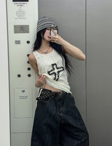 Vintage Cross Lace String Sleeveless