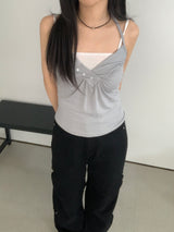 Moen V-Neck Halter-Neck Button Top