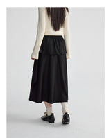 Soft ruffle striped asymmetrical flare skirt