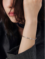 26SS★ [Premium Plating] H-Link AB(W) Single-Line Pave Bangle