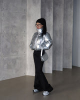 Glossy Two-Way Cropped Short Padded Jacket