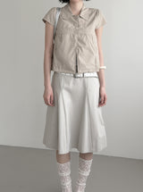 Trench Button Crop Short Sleeve Shirt Jacket