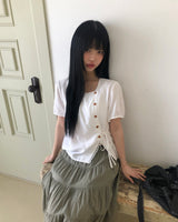 ラメオン ラップ ショート スリーブ ブラウス