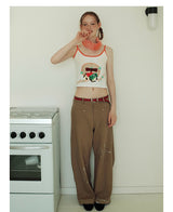 UnsocialNight2025 Autumn New Products Copper Hot Diamond Machete Casual Elastic Waist Mopping Trousers Women