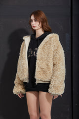 FUR ZIP-UP -BEIGE