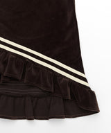 Color Strap Velour Frill Skirt _ BROWN