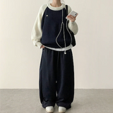 Angel Wing Star Pocket Embroidery Wide Banding Pants