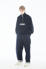 Black Logo Half Zip-Up Sweatshirt