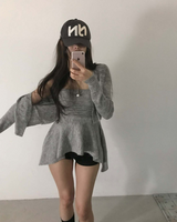 wave asymmetric flare knit cd + top set