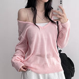 ウール ニット フェス ルーズフィット ディープ Vネック ニット (7 colors)