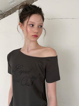[ORIGINAL] フォーカス オフショルダー グリッター ショートスリーブ Tシャツ