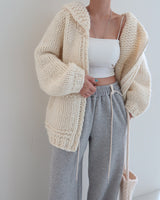 [Handmade] Wool knit zip-up jacket