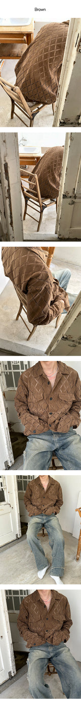 [UNISEX] Suede punching overfit shirts (2color)