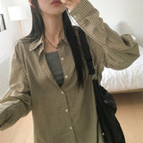 [UNISEX] スケット 秋 チェック オーバーサイズ フィット 長袖シャツ