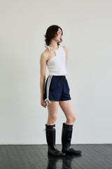 BEBE UNBALANCE SLEEVELESS TOP / WHITE