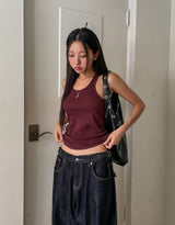 [U-BASIC] Cerandi Ribbed Y Mango Sleeveless