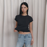 C 90S ラインベーシックTシャツ_チャコール