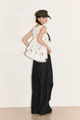 Circle leather 2-way shoulder bag