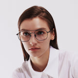 Knouun Square titanium glasses CODE. 102. G Black N Gray
