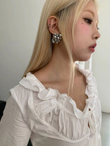 Bold silver balls earrings