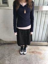 lonen button banding skirt 
