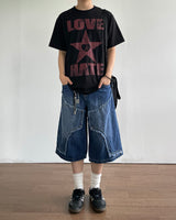 Rough Double Knee Half Denim Pants