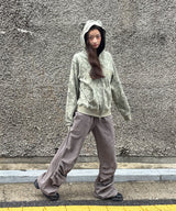 FOLDING SHIRRING PANTS - KHAKI GRAY