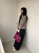 Kanit Diagonal Button Round Long Sleeve Tee