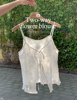 [SHOPPERMADE] Flower See-through 2WAY Sleeveless Blouse