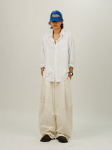 NL Non-Fade One Tuck Denim Linen Curved Pants