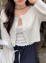 PL Embossing Crop Knit Cardigan (4color)