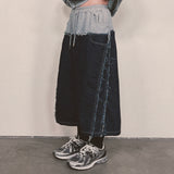layered deconstructed denim capri shorts_blue