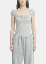 Lily Check Ribbon Off Shoulder Top