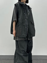 button hooded vest