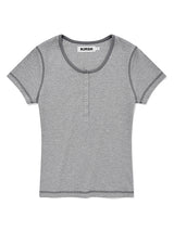 ステッチポイントスリムフィットTシャツ[メランジグレー]