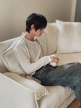 26SS★ [PLANMADE]ループレースアップボートネックニット