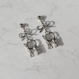 Kitty and Bow Piercing - Silver Color