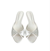 [ 3cm ] teer ribbon toe - satin wedge mule