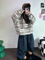 ツーピンタックリベットベルトバルーンロングパンツ🤎🖤💙3カラー
