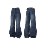 RELABEL(‘LABEL) Natural washed denim jeans with split straight cut, loose fit, heightening and slimming effect, slightly flared
